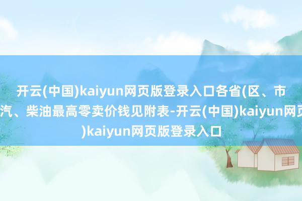 开云(中国)kaiyun网页版登录入口各省(区、市)和中心城市汽、柴油最高零卖价钱见附表-开云(中国)kaiyun网页版登录入口