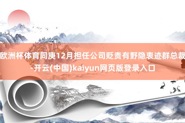 欧洲杯体育同庚12月担任公司贬责有野隐衷迹群总裁-开云(中国)kaiyun网页版登录入口