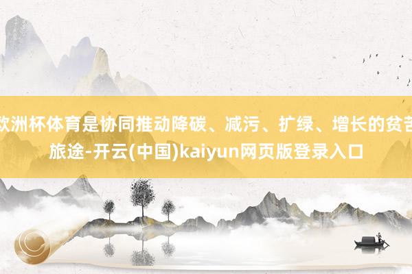欧洲杯体育是协同推动降碳、减污、扩绿、增长的贫苦旅途-开云(中国)kaiyun网页版登录入口